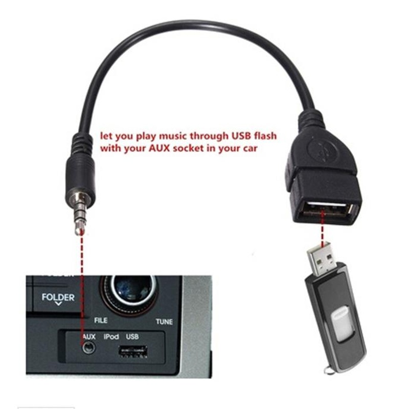 

New 3.5mm Male Audio AUX Jack to USB 2.0 Type A Female OTG Converter Adapter Cable