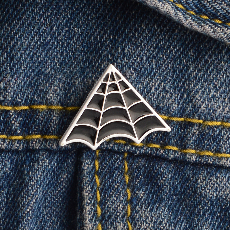 Black White Spiderweb Cobweb Enamel brooches pins Lapel pin Brooch Men Women Unisex Jewelry Clothing Accessories-image-420788198