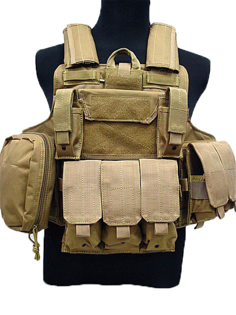 

Tactical Vest Molle CIRAS Vest W/Magazine Pouch Releasable Armor Plate Carrier Strike Vests Hunting Clothes Army Gear, Khaki