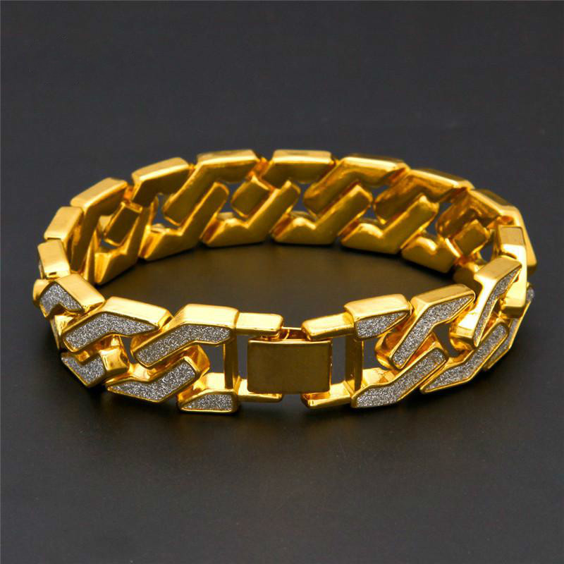 

Cuban Chain European Bracelet For Mens Tops Quality Pop Club Accessories Ice Out Hip Hop Bracelets Gold Plating Bangle Zircon Chains Charms