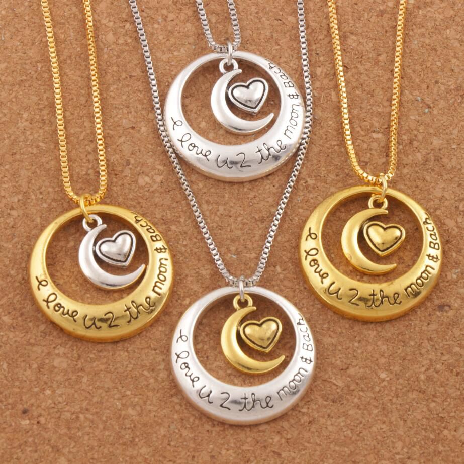 

4Styles Hot Circle Moon Heart I Love You To The Moon and Back 24" Pendant Necklaces