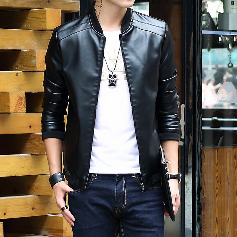 

2018 Men's Motorcycle Leather Jackets Men Autumn Winter Leather Clothing Men Slim Fit Jackets Male Business casual Coats, Hei-se