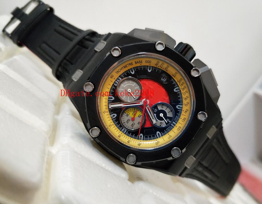 

Top High Quality Watch N8 Factory 44mm Black PVD Case 26290IO.OO.A001VE.01 Rubber Bands VK Quartz Chronograph Working Mens Watch Watches, Red