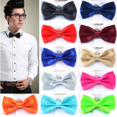 

PreTied Mens Dickie Bow Tie Ties BowTie Pre Tied Adjustable Wedding Prom Solid Colors Plain Silk 30 Colors