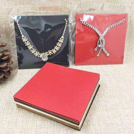 

10*10cm white/black/brown/red handmade blank jewelry card paper cardboard necklace display package card 100pcs+100 plastic bag