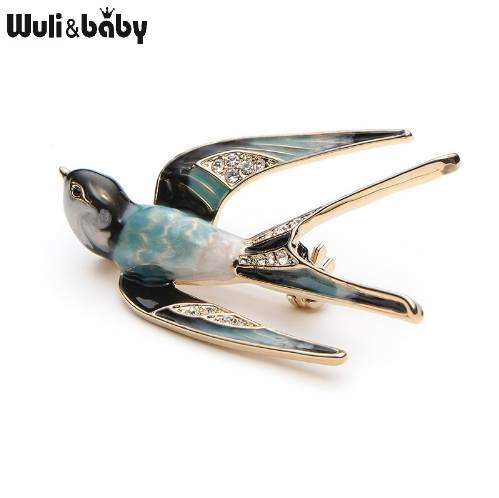 

Wuli&Baby Classic Alloy Enamel Swallow Brooch Pins Metal Scarf Pins Christmas Gift Banquet Weddings Accessories