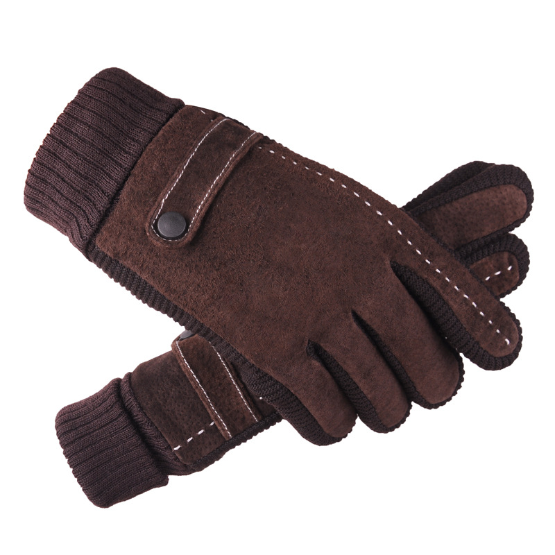Hiver populaire voiture moto conduite chaud cinq doigts gants noir et marron couleurs gant en peau de porc à vendre