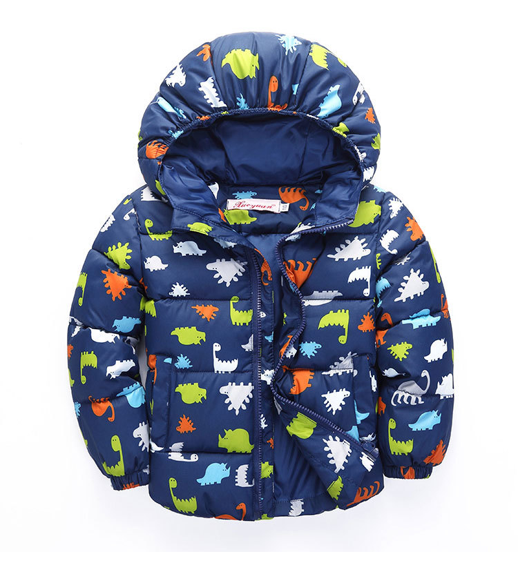Winter Boys Jackets Hooded Warm Dinosaur Coats For Baby Boys Thick Long