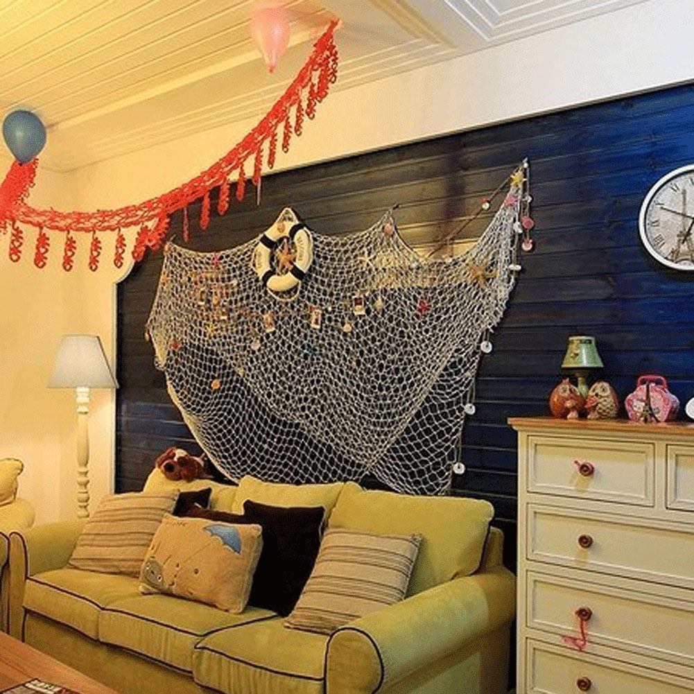 

1pcs Creative Decorative Nautical Fishing Net Seaside Wall Beach Party Sea Shell Home Decor Vintage Decorations Kids