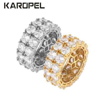 

Karopel Stainless Steel Cubic Zirconia Rings Iced Out Hip Hop Micro Pave CZ Rings Women & Men Gold Silver Finger Ring