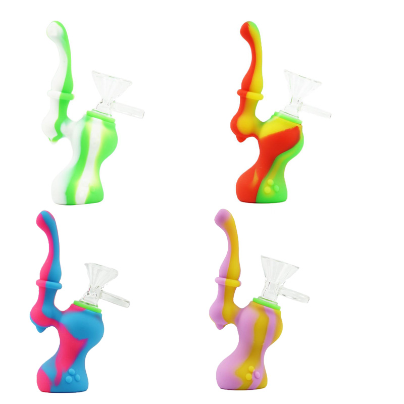 

High Quality Tobacco Herb Pipe H122mm Cucurbit Food Grade Silicone Smoking Pipes Vs Glass Bubblers