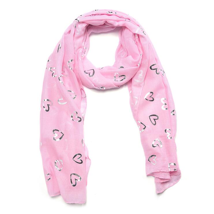 scarves shawl Grey ombré scarf with pink hearts wrap