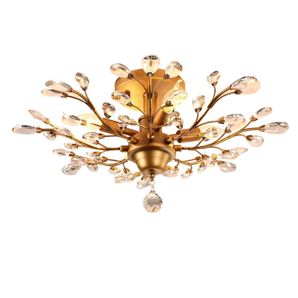 

American village led crystal chandelier light fixtures 4 heads iron crystal ceiling lights indoor chandeliers lamp black bronze