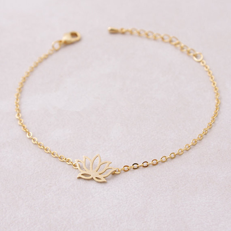 

Fashion Tibetan Buddhism Rose Gold Spiritual Jewelry Yoga Lotus Bracelets For Women Stainless Steel Flower Leaf Birthday Gift