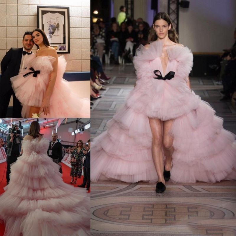 

Charming A Line Prom Dresses Blush Pink Tiered Tulle Red Carpet Formal Dress Deep V Neck High Low Prom Gowns Evening Wear, Light sky blue