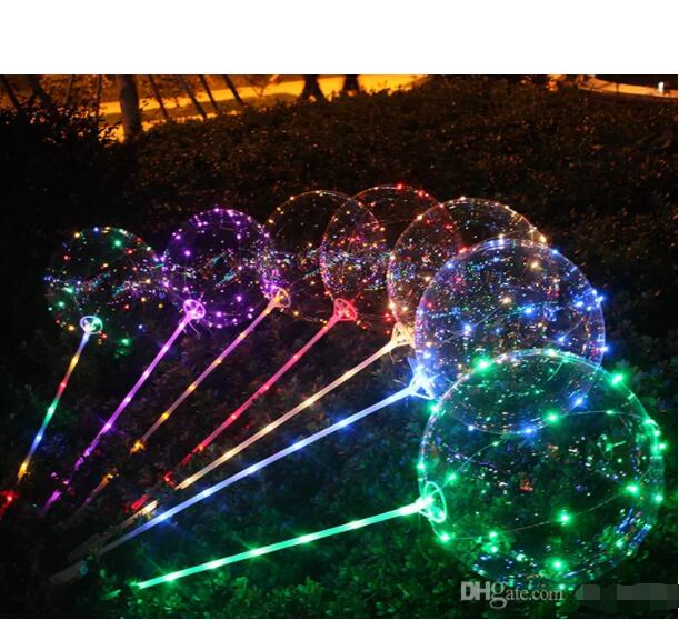 

Luminous BOBO Balloon with Stick 3 Meters LED Light Up Transparent Balloons with Pole Stick for Holiday Decorations for Wedding Party, Clear