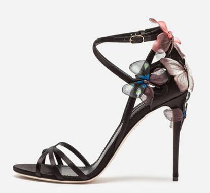

2018 Newest Butterfly Luxury Silk Gladiator Sandals Woman Open Toe Cross Strap High Heel Shoes Woman Wedding Shoes, Multi