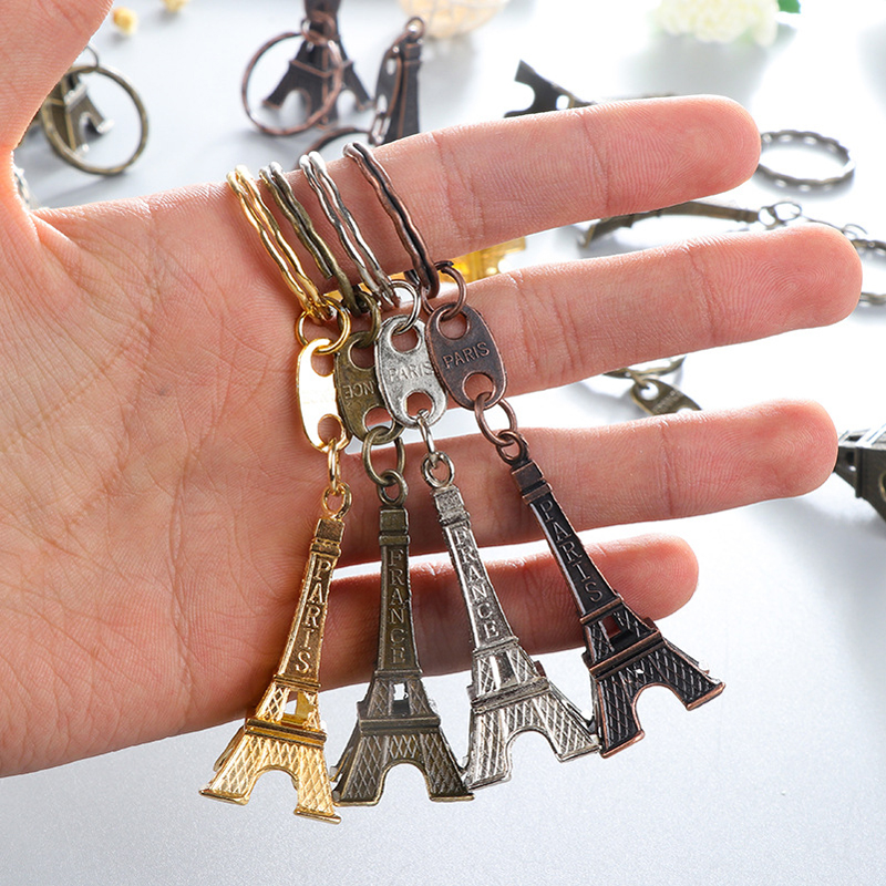 Vintage 3D Paris Eiffel Tower keychain French souvenir Keychain Keyring Key Chain Ring Wholesale Party Favor Gift-image-415947359