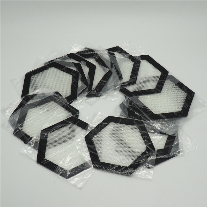 

Quality FDA food grade reusable non stick concentrate bho wax slick oil Hexagon shape heat resistant fibreglass silicone dab pad mat