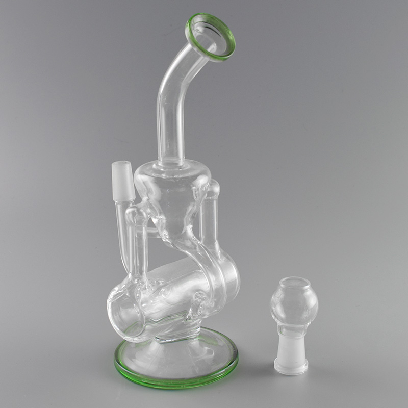 

Recycler Hookah Bongs Double Chamber Hammerhead High Grade Scientific Glass Bong 8.5" Oil Rig Water Pipes with Bowl