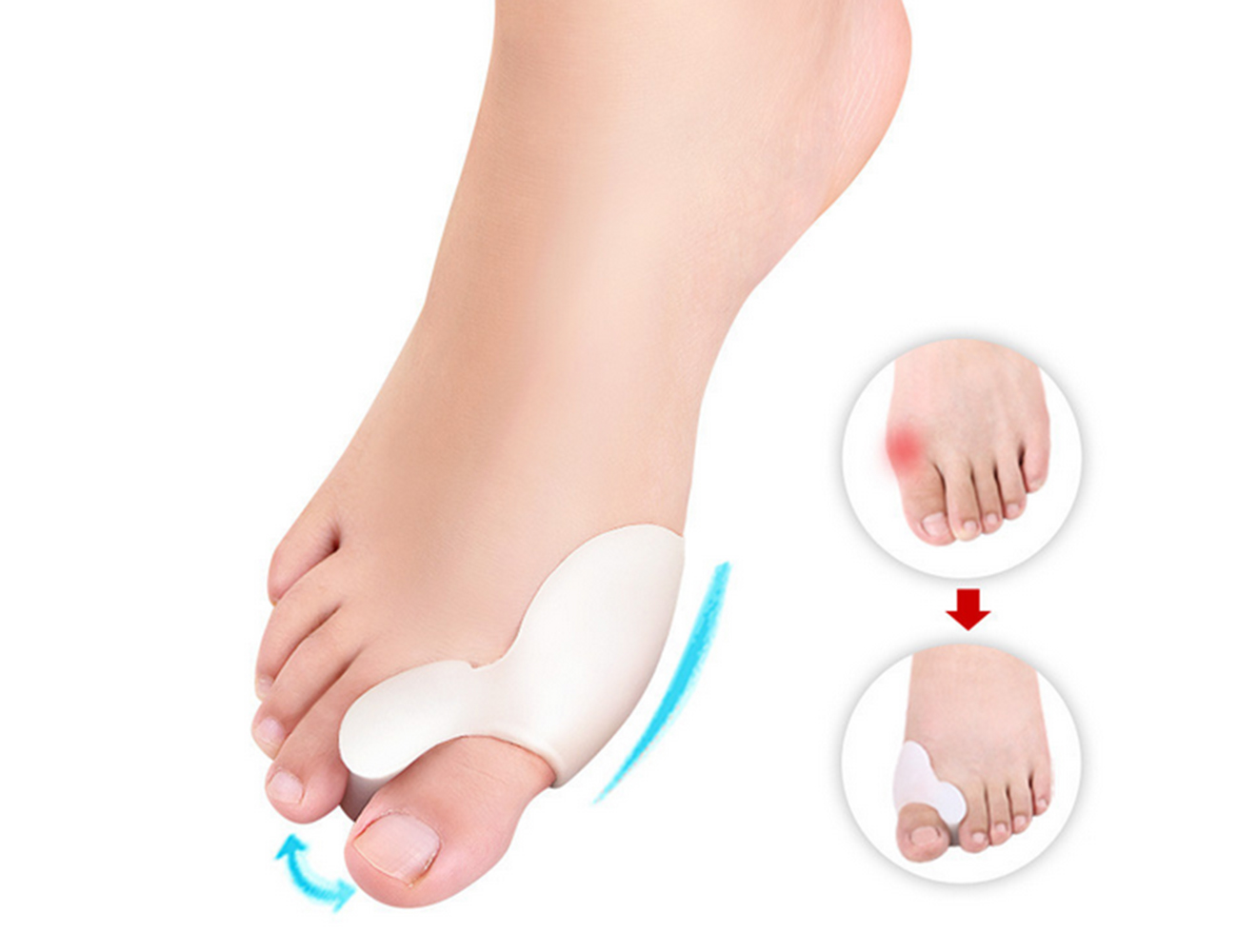 

Elitzia ETFT006 Foot Care Hallux Valgus Single Hole Silicone Toe Separator Daily-use Two Size