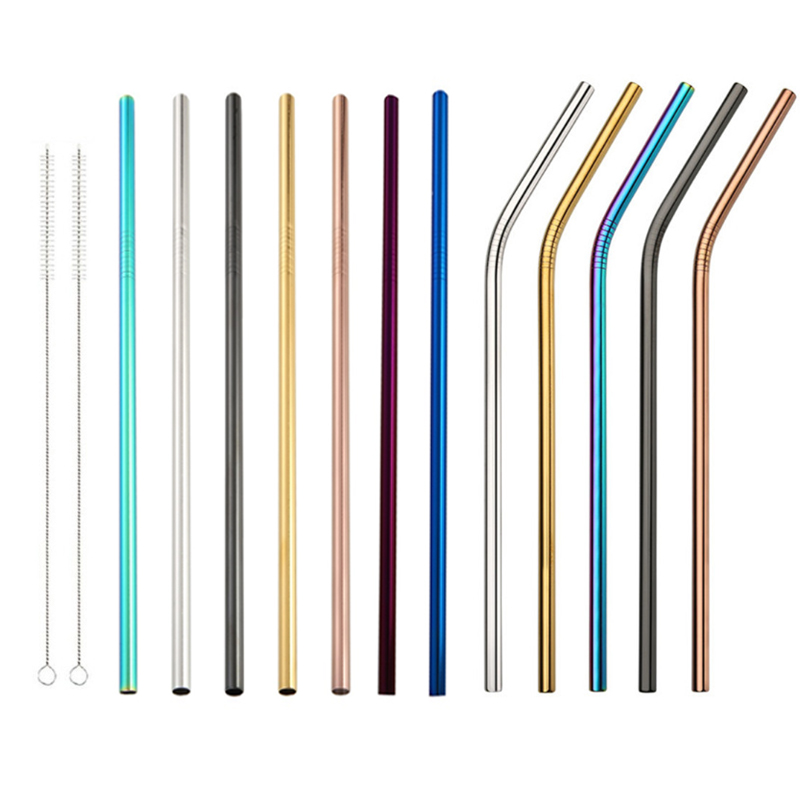 

Stainless Steel Colored Drinking Straws 8.5"/ 9.5" /10.5" Bent and Straight Reusable Drinking Straws