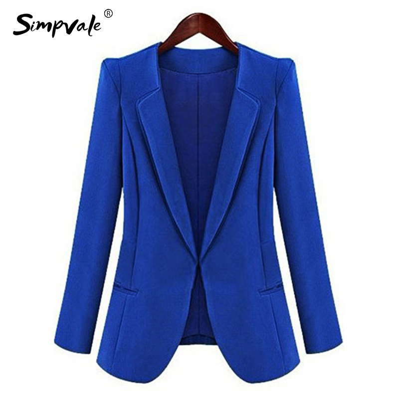 

SIMPVALE New Trendy Solid Color Women Business Formal Office Thin Blazer Work Wear Casual Chiffon Draped Lady EleSlim Coat, Blue
