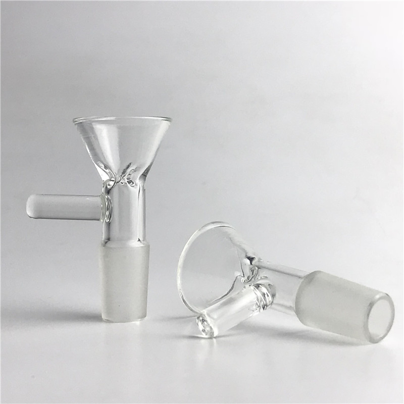 

14mm 18mm Bowl Glass Water Smoking Pipes with Thick Clear Pyrex Glass 3 Arm Handle Hand Bowl Piece for Oil Rig Bongs