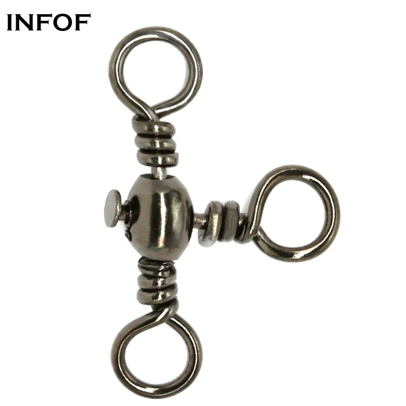 

INFOF Brand 500pcs/lot Fishing Swivels 3 Way Barrel Swivel Cross-Line Swivels Rolling Swivel Size 5/0# to 12# Emerillones Pesca Wholesale