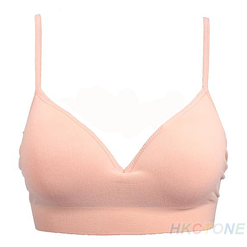

Hot Sale Cotton Solid Color Sexy Crop Bra Tops Padded Wire Free Seamless Bras, Blue
