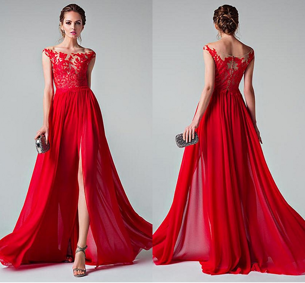

Discount Sexy Split Red Prom Dresses Long Applique Lace Chiffon Off Shoulder Evening Gowns 2020 Party Dresses Custom Made Engagement Gowns, Lavender