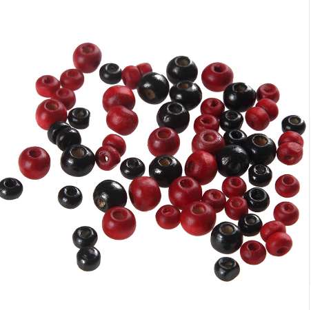 

Hot selling 100pcs/lot 4mm 6mm Choose Natural Round Ball Red And Black Wood Bead For Fashion Buddha Prayer Bracelet Necklace DIY