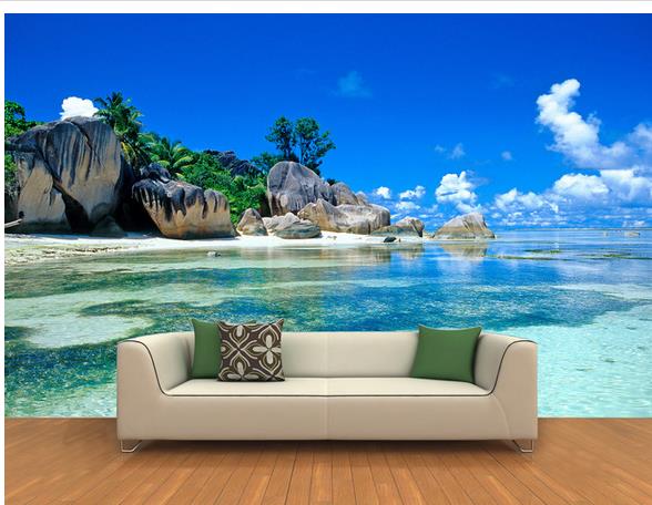 

3D HD Seascape Rock Beach Landscape Background Wall Painting modern wallpaper walls
