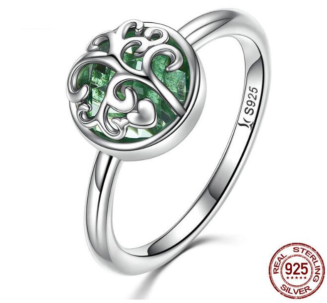 

Meaningful Life-Tree 925 Silver Sterling 6,7,8 Sizes Blue Diamond Glass Ring For Elegant and Charming Ladies