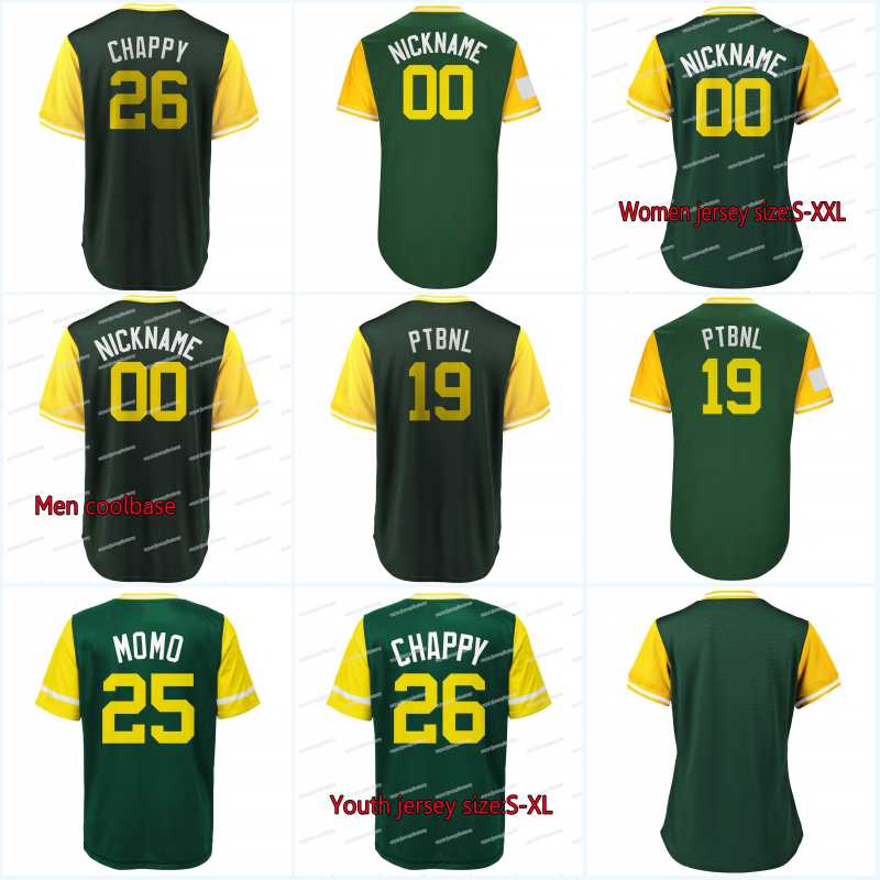 

2018 Players Weekend 26 Chapman "Chappy" 25 Piscotty "Momo" 19 Phegley "PTBNL" 28 Olson "Oly" 52 BUCHTER "5 DEUCE" Jerseys, Green coolbase