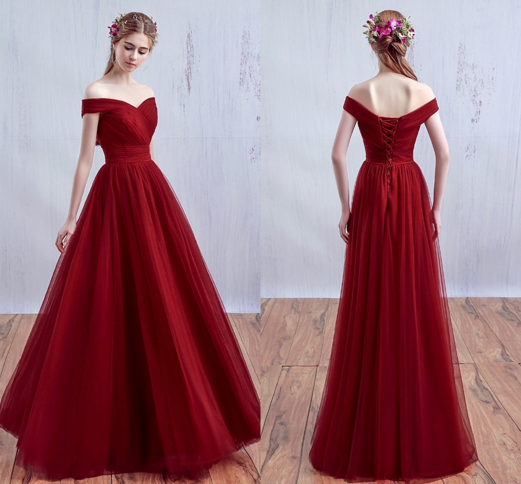 wine red and gold bridesmaid dresses