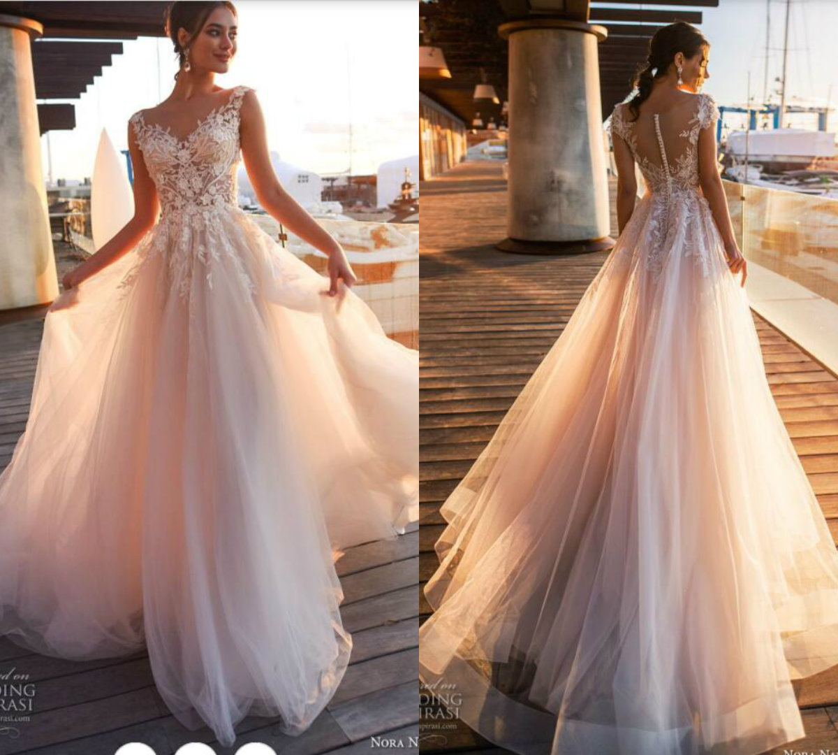 

2019 Perfect Beach Wedding Dresses A Line V Neck Cape Sleeves Lace Appliques Boho Bridal Gowns Blush Simple Bohemian Wedding Dress Plus Size, Same as image