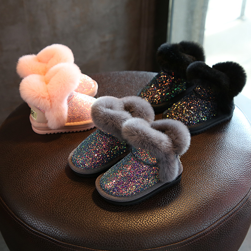 Sequin Girls Boots Winter Shoes For Girls Pink Boots Children Snow Boots Kids