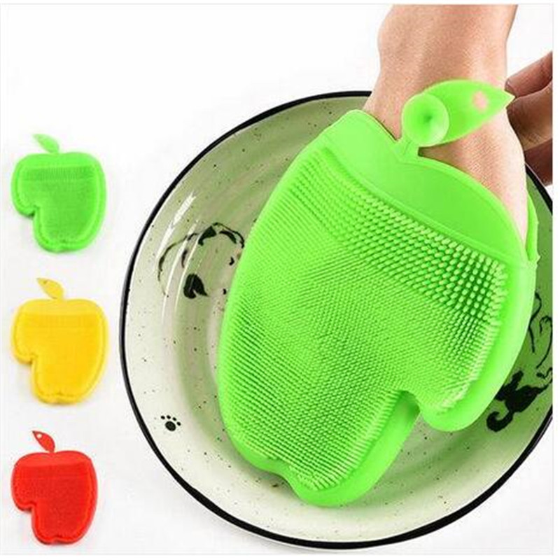 

Free shipping Wholesales Silicone Dish Wash Glove Sponge Scrubber Cleaning Dishwashing Brush Kitchen Tool Cleaning Brushes