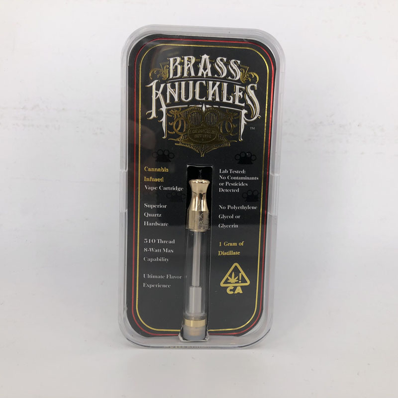 

Brass Knuckles Cartridges Pyrex Glass 1.0ml Gold BUD Touch Thick Oil Atomizer Vape Pen Tank Drip tip .