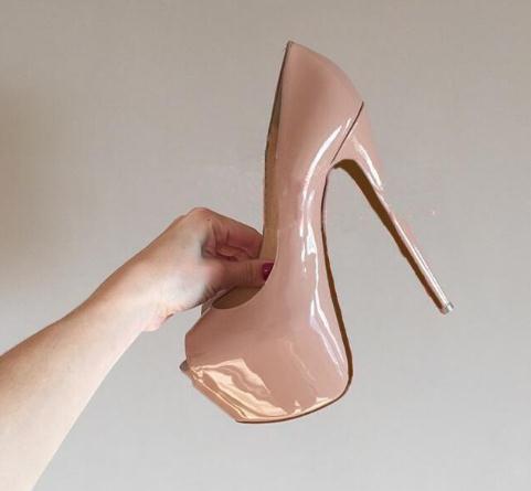 Nouvelle Marque De Mode Rouge Bas Talons Sexy Peep-toe Plate-Forme Rouge Semelle Chaussures Femmes Pompes 16 cm À Talons Hauts Chaussures De Poin