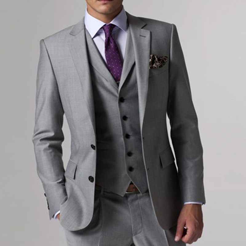 

Customized new fashion men' men' suit three-piece suit (coat + pants + vest) gray single-breasted, Black