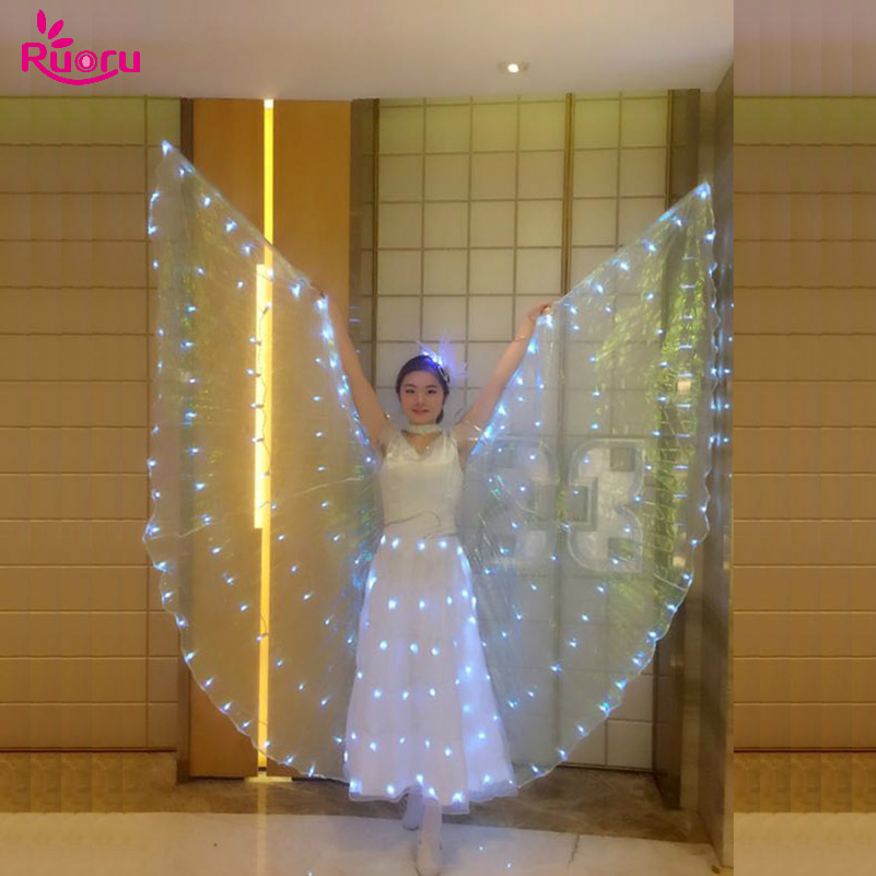 

Ruoru Belly Dance Led Isis Wings with Adjustable Sticks Adult Accessories Stage Performance Props Shining Led Wings 360 Degrees, Blue