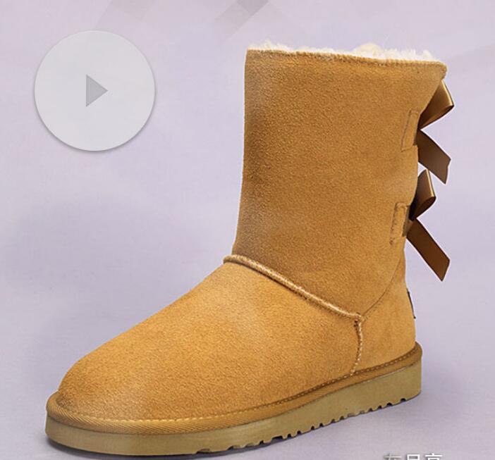 2018 brand Classic Genuine leather bailey bow snow boots 100% NEW Women Boots Warm winter shoes for woman Australia snow boots