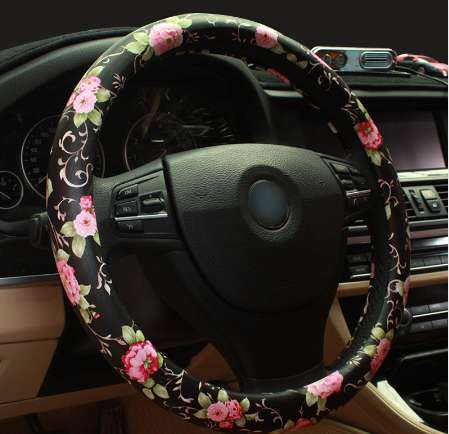 

Universal Leather Auto Car Steering Wheel Cover Anti Slip Flower car Styling Steering-wheel covers for Women Girls Ladies