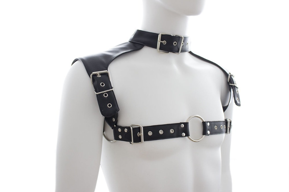 Male Fetish PU Leather Combat Chest Harness Top Fantasy Role Play Hen Party Night Club Gay Costume sexy-image-424833957