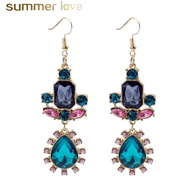 

Delicate Crystal Long Hook Dangle Earring for women girls Gold Plating Big Elegant Fashion Statement Drop Earring Jewelry Gift
