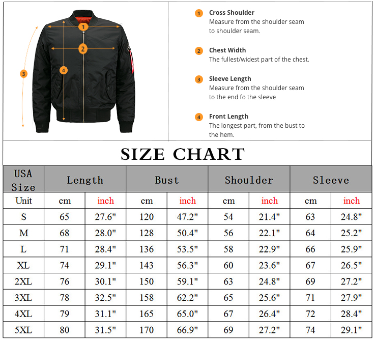 Mens Jacket Size Chart Us
