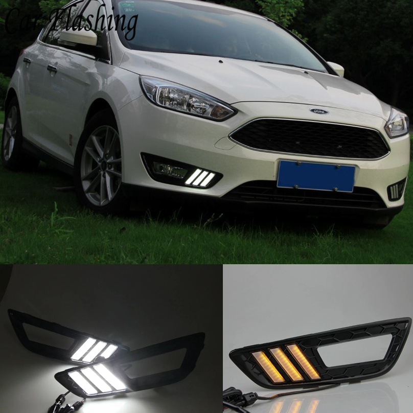 

Free shipping ! 12V 6000k LED DRL Daytime running light for Ford Focus 2015 2016 fog lamp frame Fog light, White