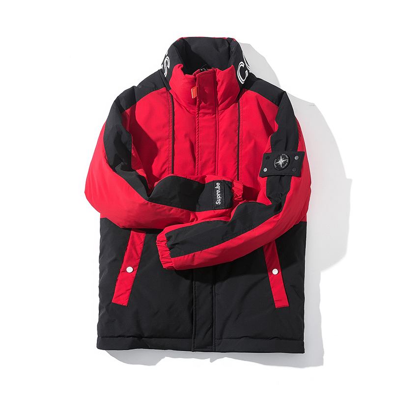 

Be.YuMiao Loose lapel sport jacket man winter coat man 2018 fashion cotton-padded sports coats Hip-Hop man's winter leisure 3xl, Red and white
